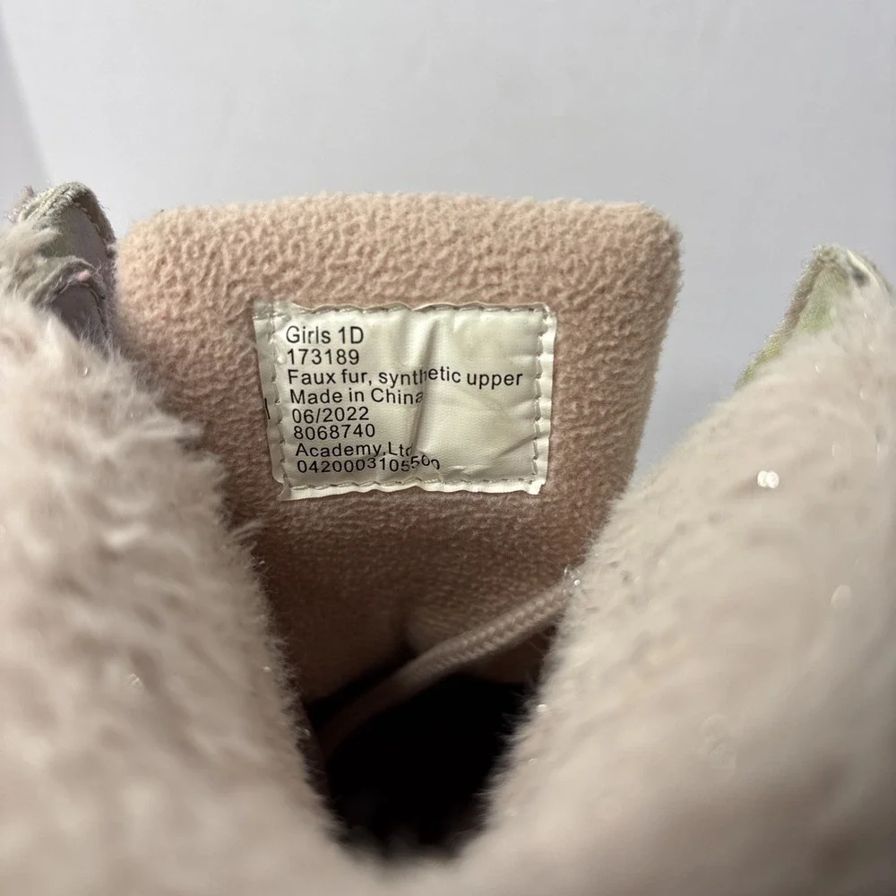 Magellan Outdoor Girls Duck Rain Boots Rubber Waterproof Fur Shearling Pink Sz 1